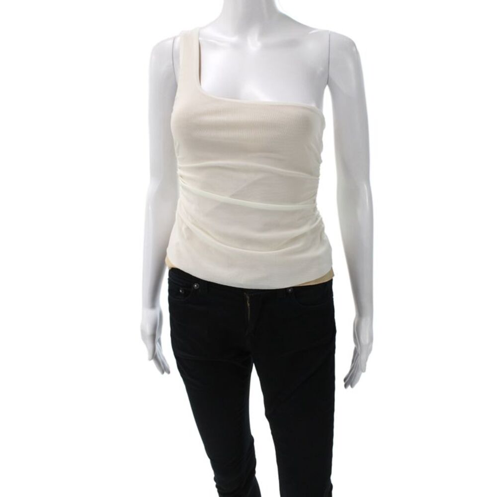 Significant Other Women Basic Knit One Shoulder Tank Sleeveless Beige Size 4